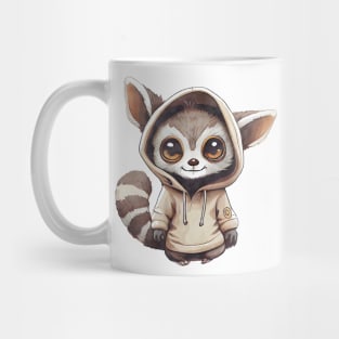 Cartoon Lemur Wearing Hoodie Mug